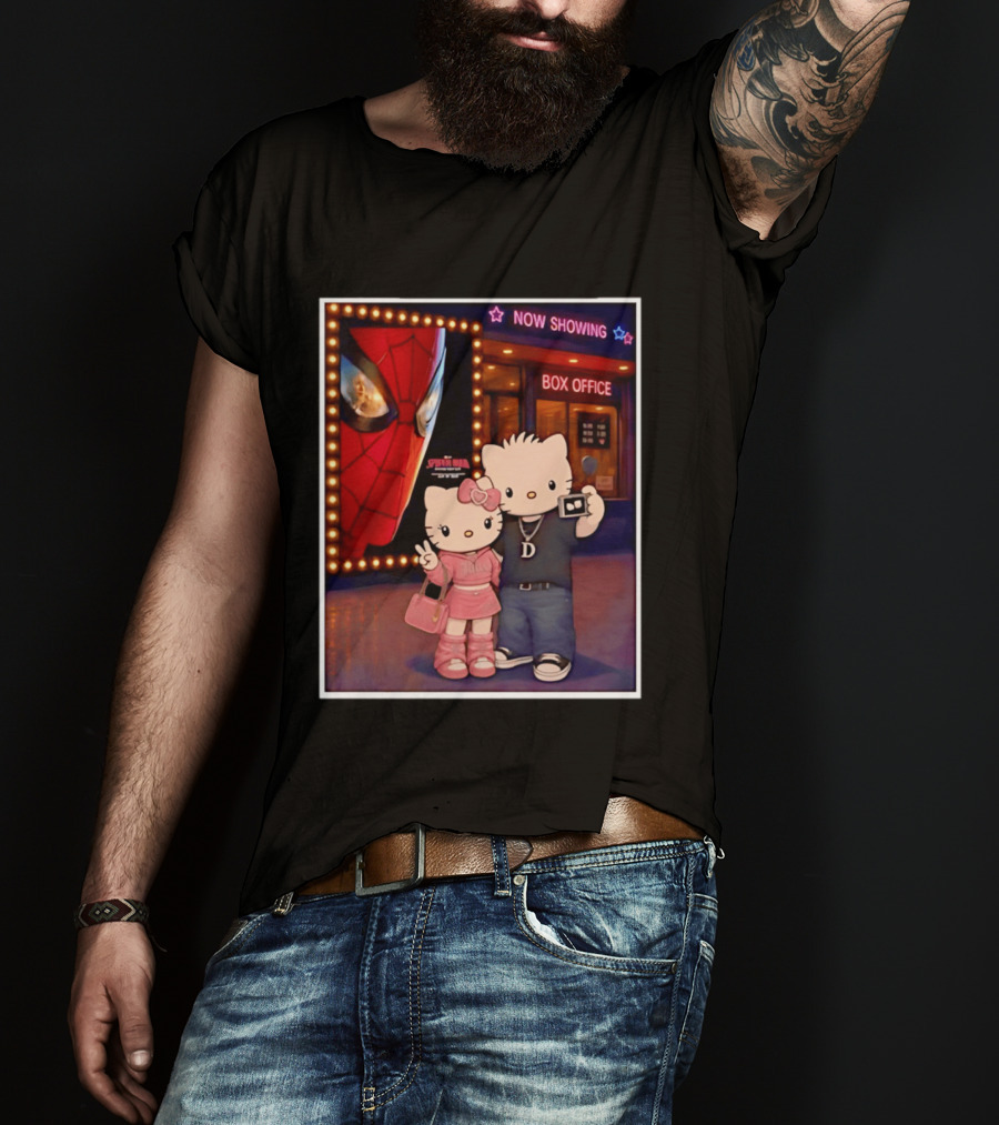 Now Showing Box Office Hello Kitty And Dear Daniel Spider Man Movie Polaroid Frame T-Shirt