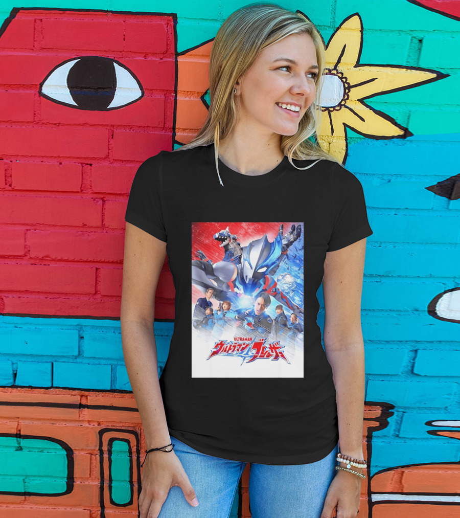 Ultraman Blazar Cast And Characters With Heroic Action Scene T-Shirt