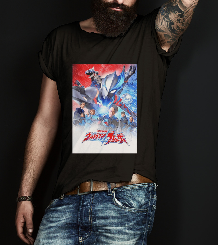 Ultraman Blazar Cast And Characters With Heroic Action Scene T-Shirt