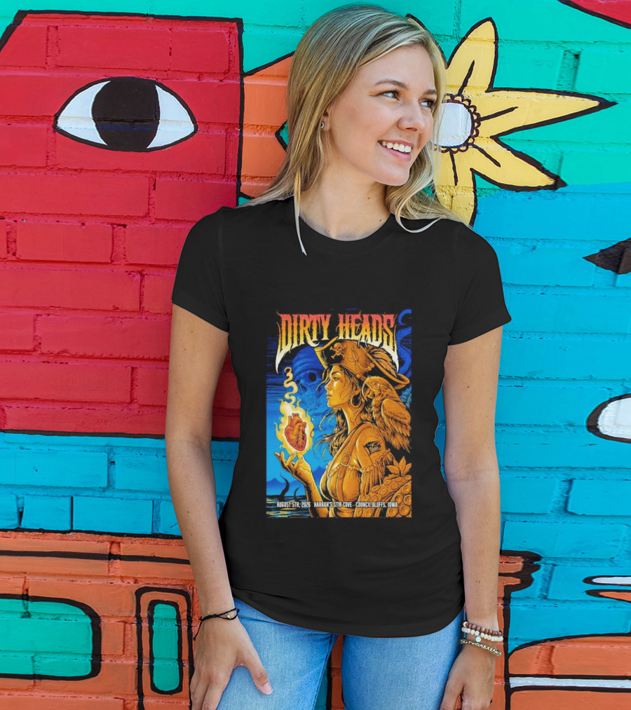 Dirty Heads August 5th 2026 Harrah's Stir Cove Council Bluffs Iowa Pirate Skull Parrot Live Event T-Shirt