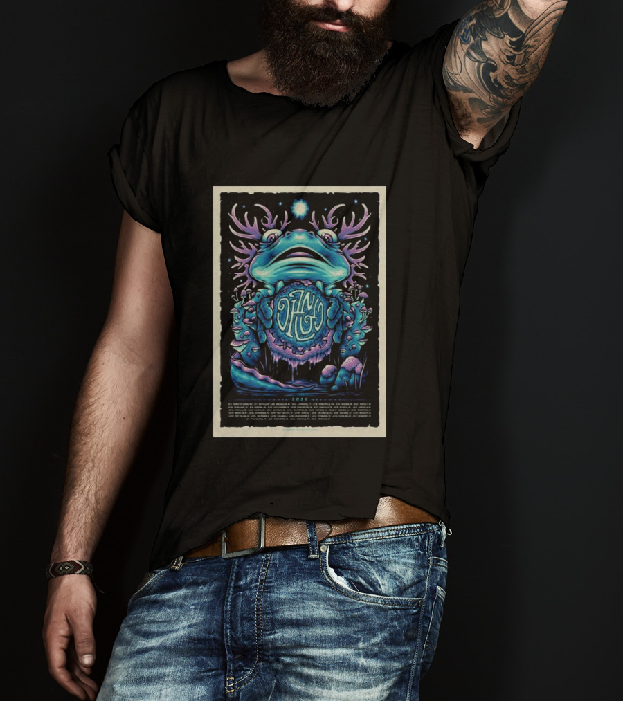 Dizgo 2026 Tour Frog And Mushrooms Psychedelic T-Shirt