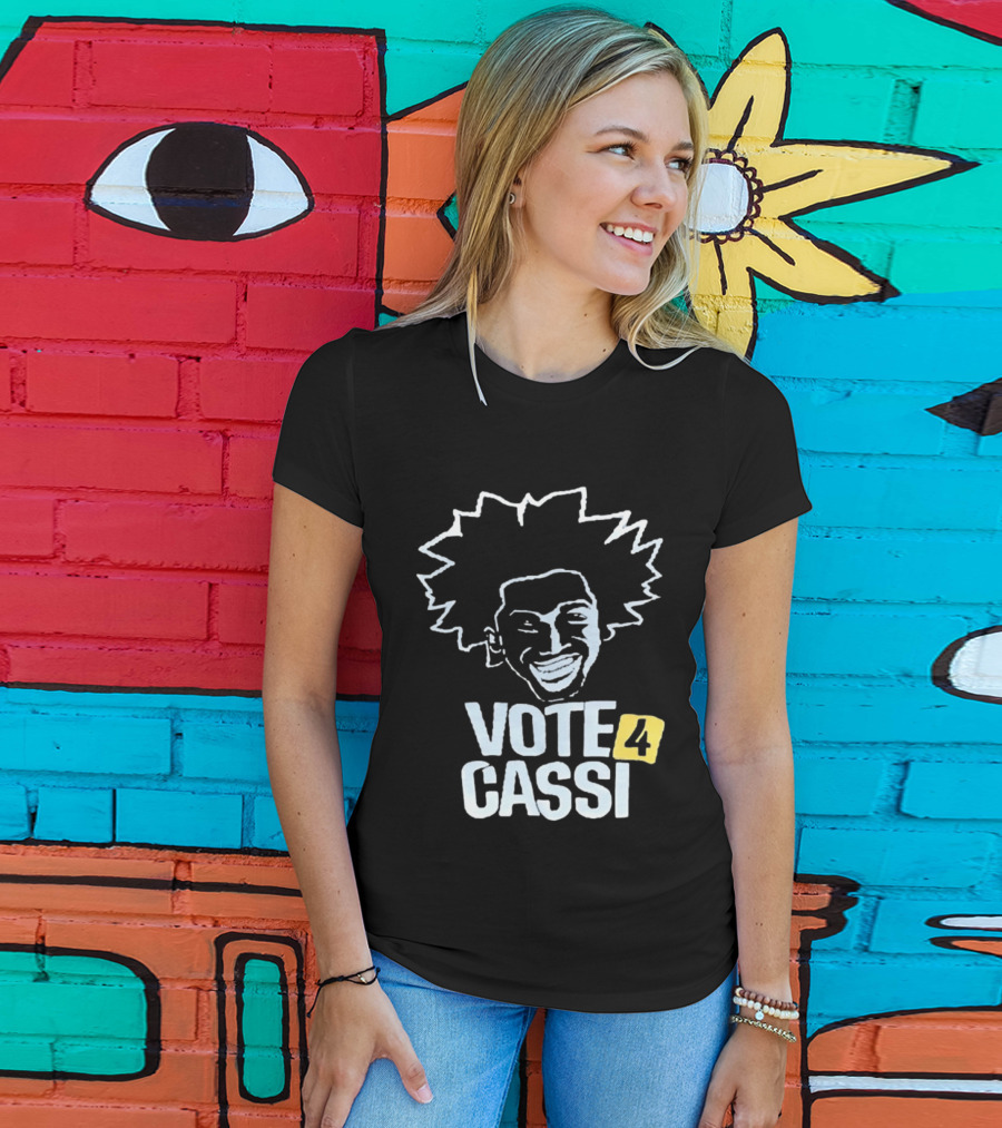 Vote 4 Cassi Spiky Afro Smiling Line T-Shirt