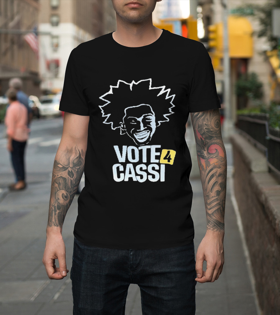 Vote 4 Cassi Spiky Afro Smiling Line T-Shirt