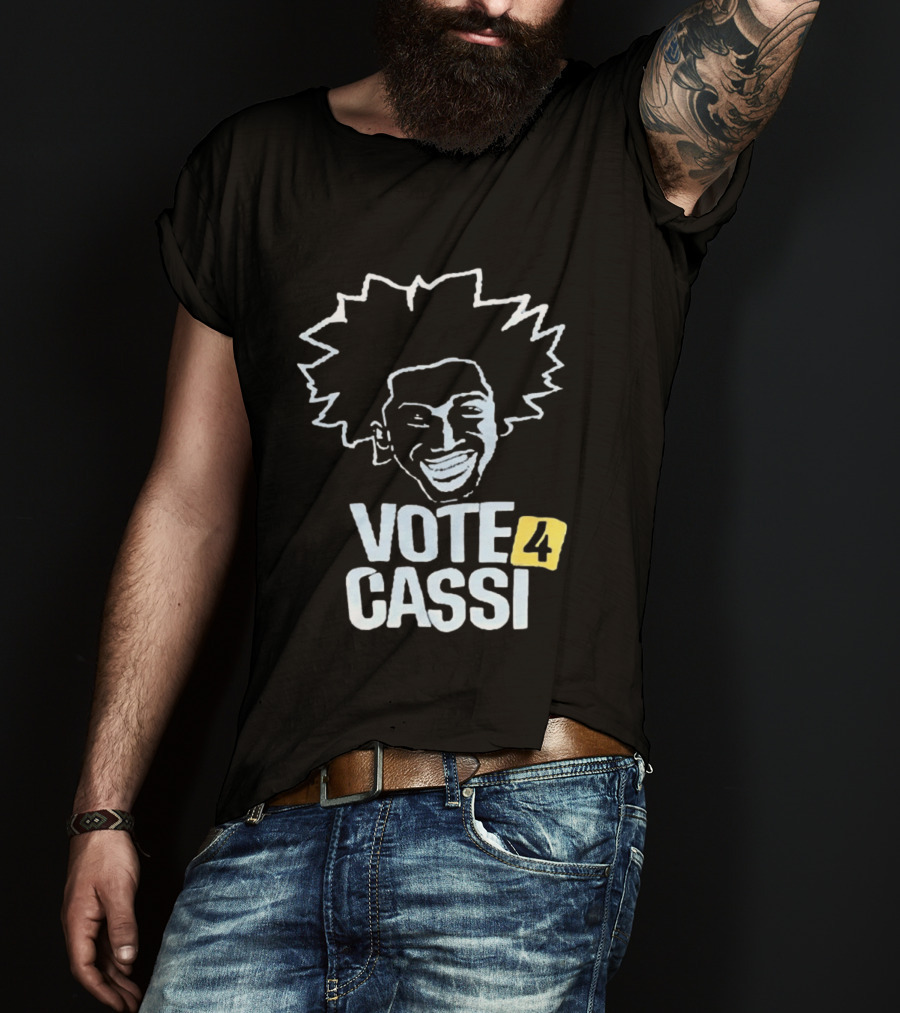 Vote 4 Cassi Spiky Afro Smiling Line T-Shirt