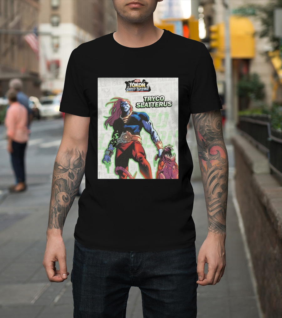 Marvel Tokon First Strike Tryco Slatterus Character With Creature T-Shirt