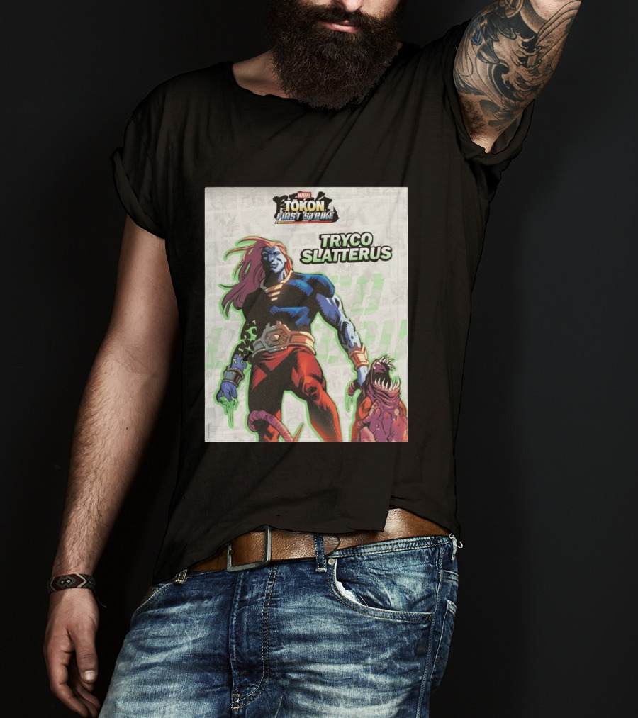 Marvel Tokon First Strike Tryco Slatterus Character With Creature T-Shirt