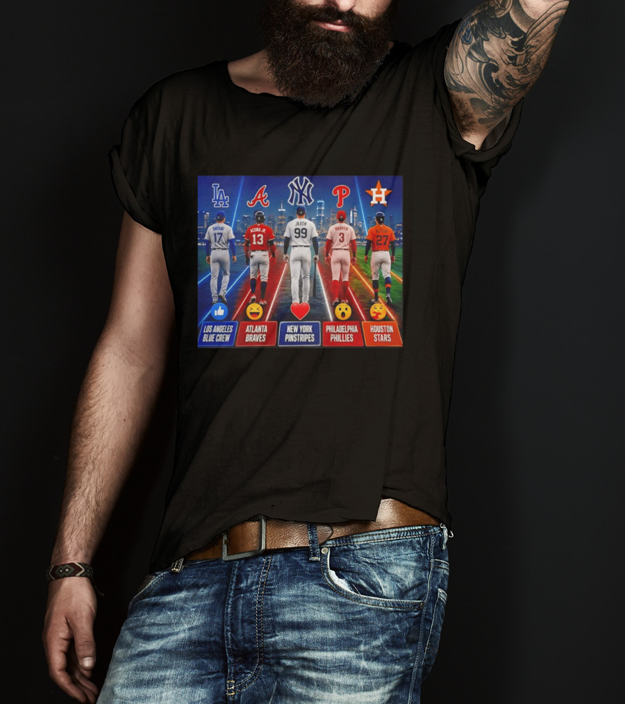 Los Angeles Blue Crew Atlanta Braves New York Pinstripes Philadelphia Phillies Houston Stars Ohtani Acuna Jr Jaxon Harper Altuve T-Shirt