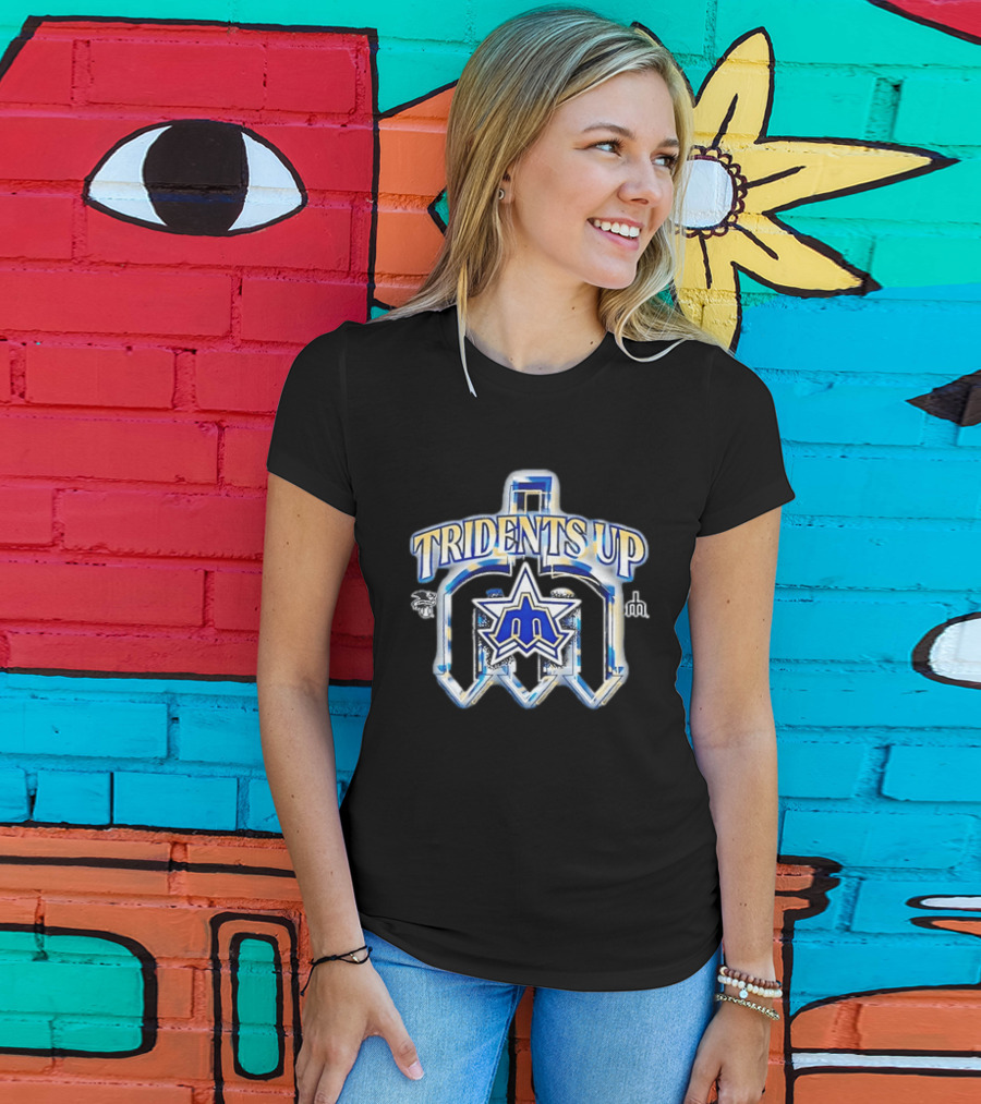 Seattle Mariners MLB Tridents Up 3D Metallic Compass Star T-Shirt