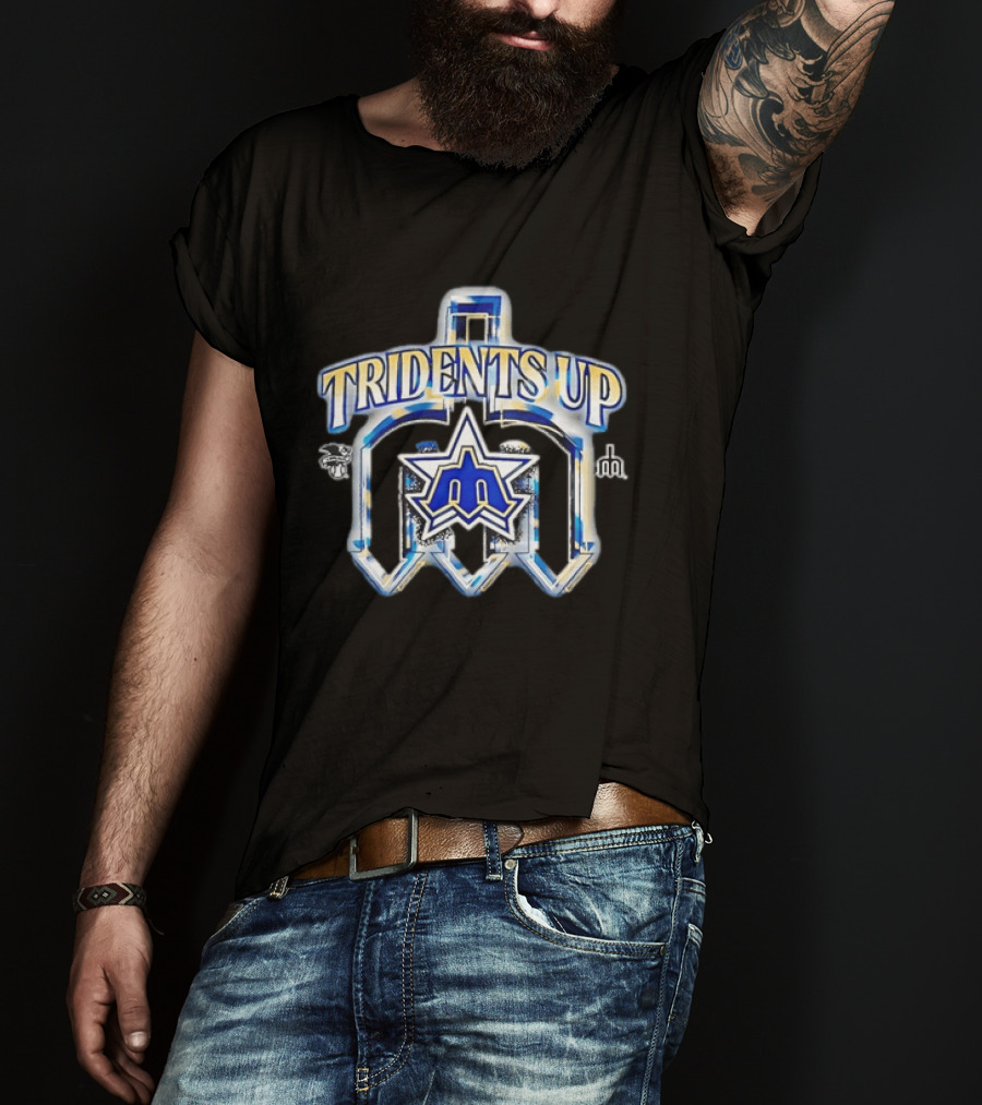 Seattle Mariners MLB Tridents Up 3D Metallic Compass Star T-Shirt