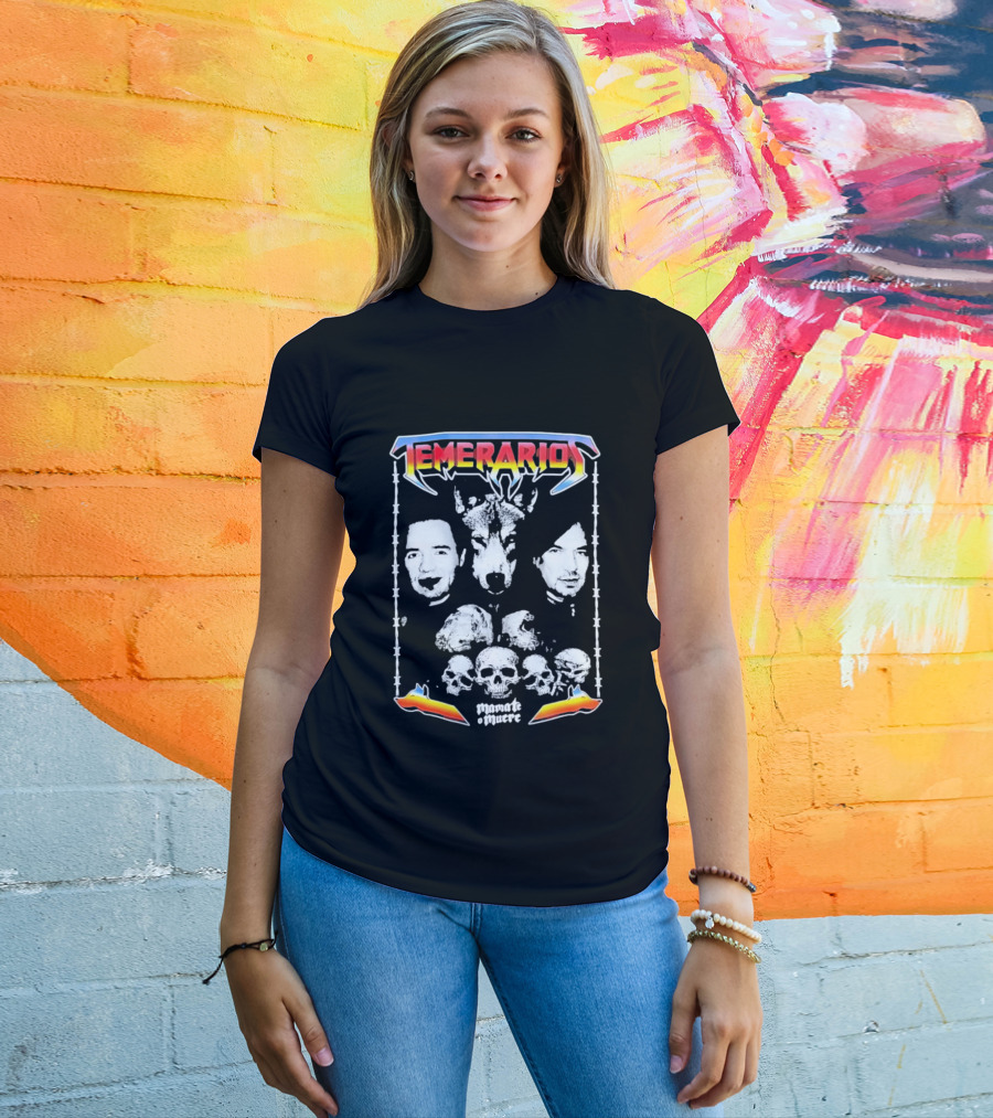 Temerarios Mamate O Muere Heavy Metal Wolf Band Photo Skulls T-Shirt