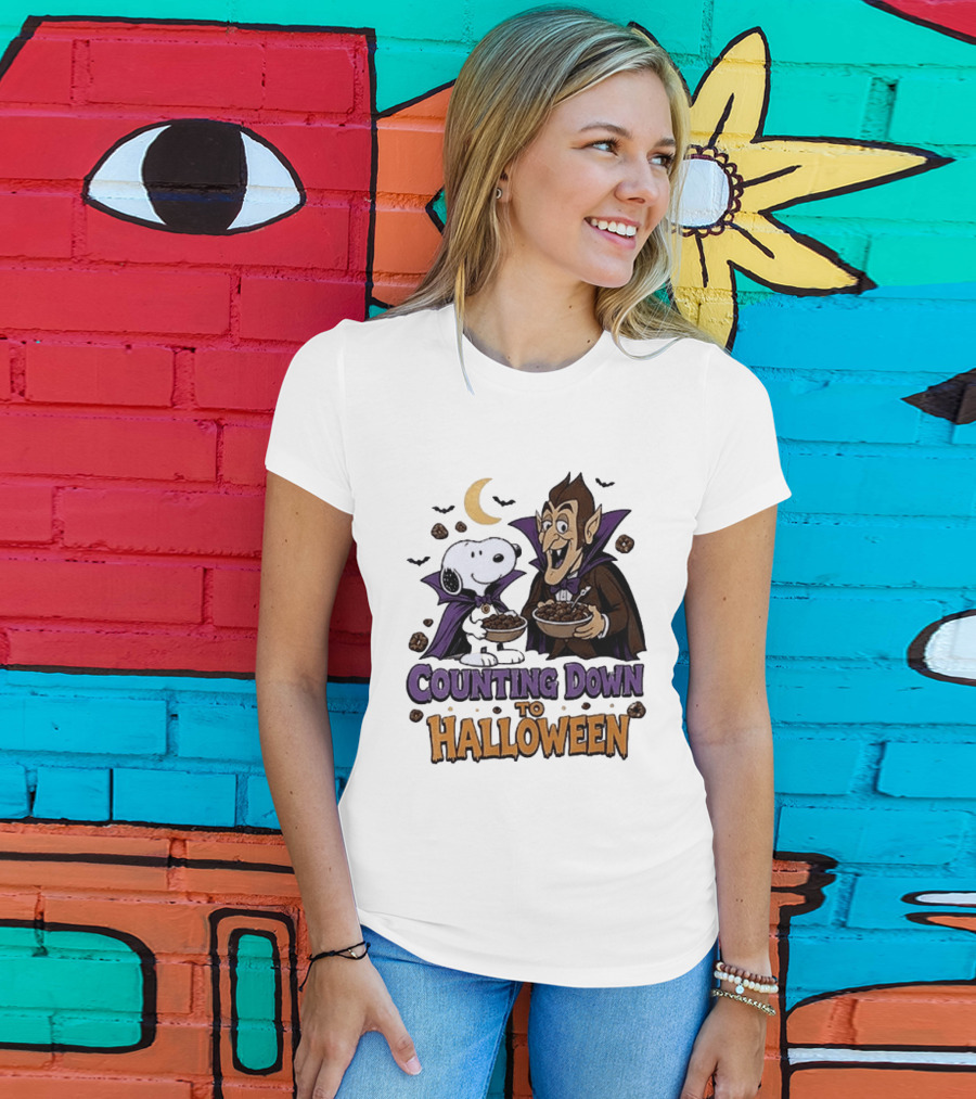 Peanuts Snoopy And Dracula Counting Down To Halloween T-Shirt