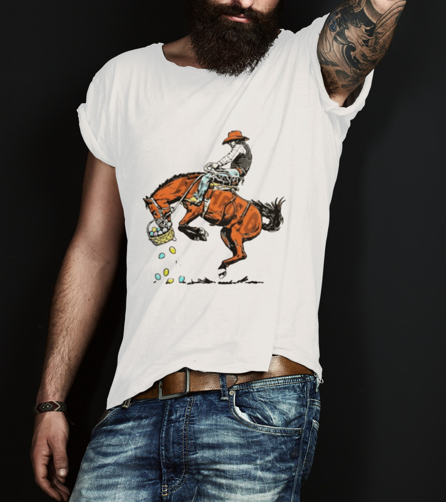 Cowboy Horse Easter Egg Basket Riding 2026 T-Shirt