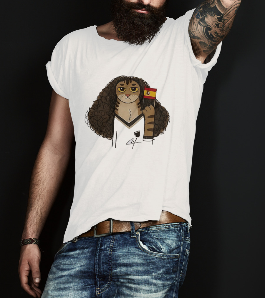 Marc Cucurella Cat Holding Spain Flag FC Barcelona T-Shirt