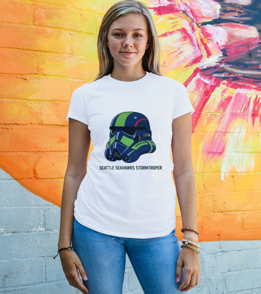 Seattle Seahawks Stormtrooper Game Day Galactic Helmet T-Shirt