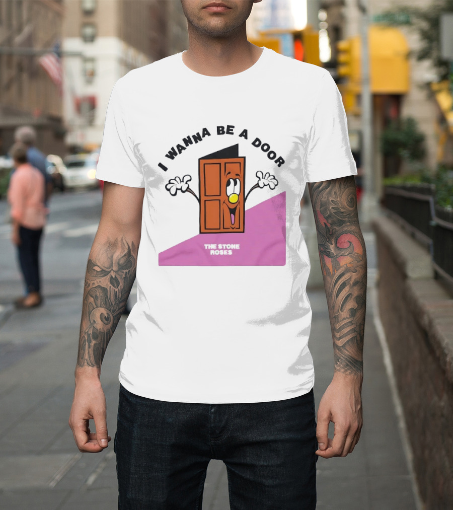 The Stone Roses I Wanna Be A Door Cartoon Yellow Nose Waving Hands T-Shirt