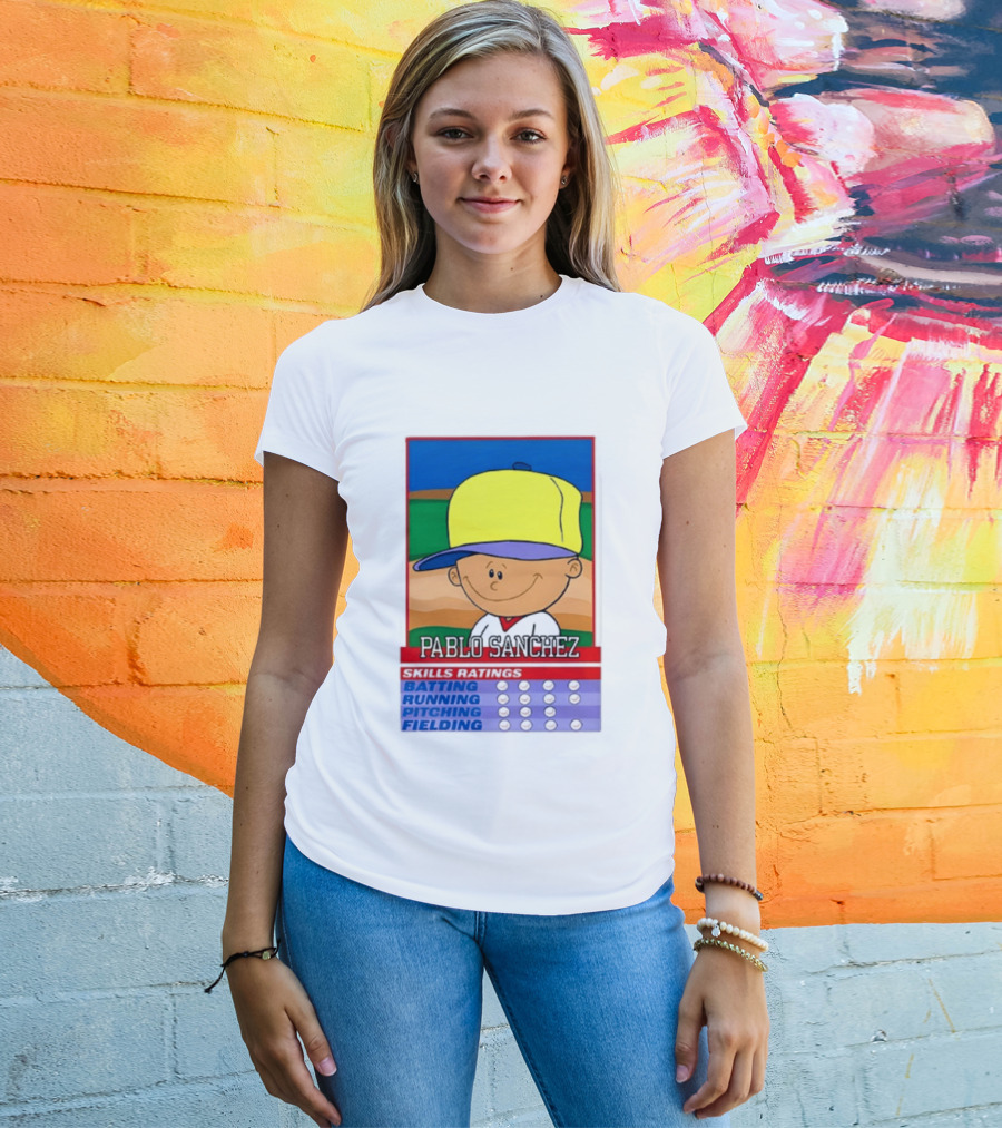 Trending Pablo Sanchez Skills Ratings Card Batting Running Pitching Fielding T-Shirt