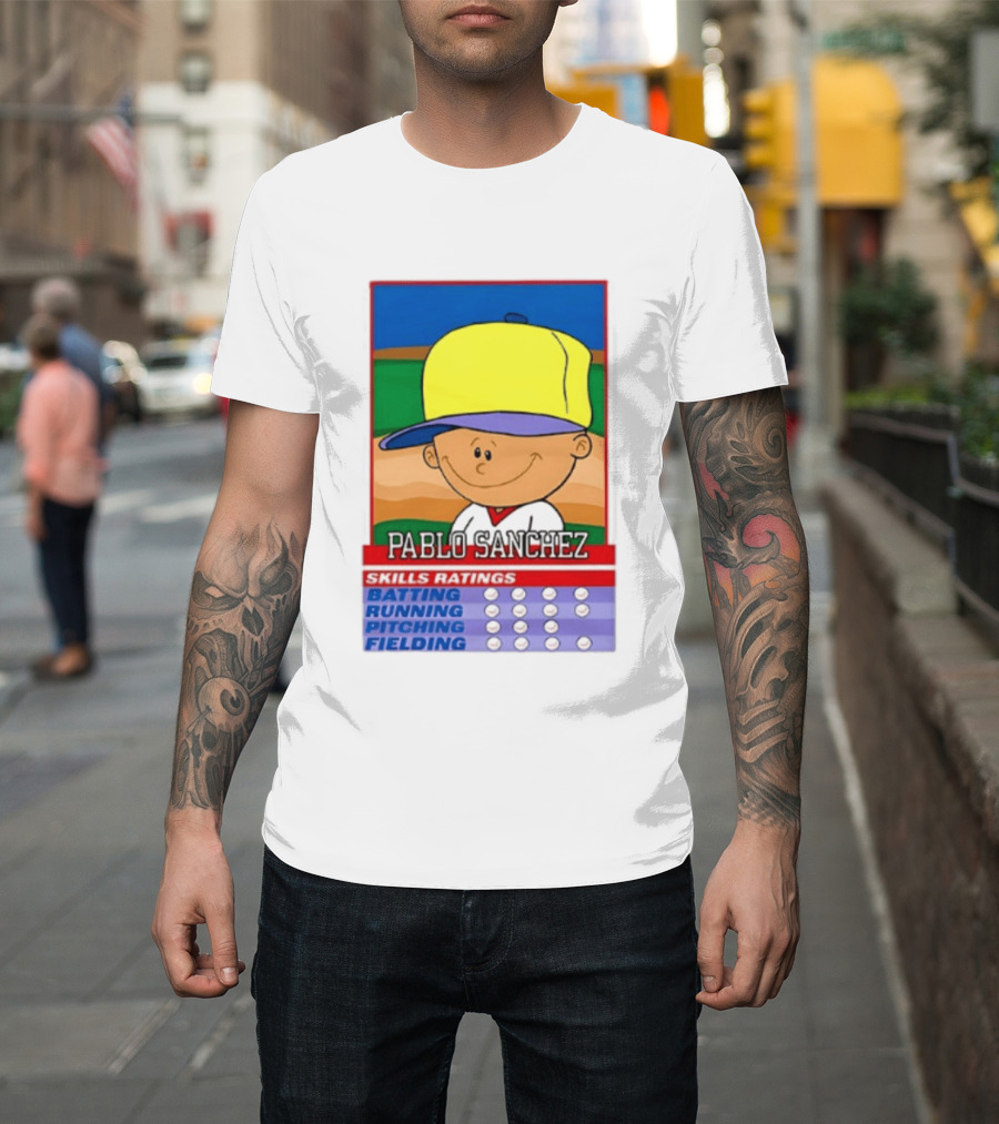 Trending Pablo Sanchez Skills Ratings Card Batting Running Pitching Fielding T-Shirt