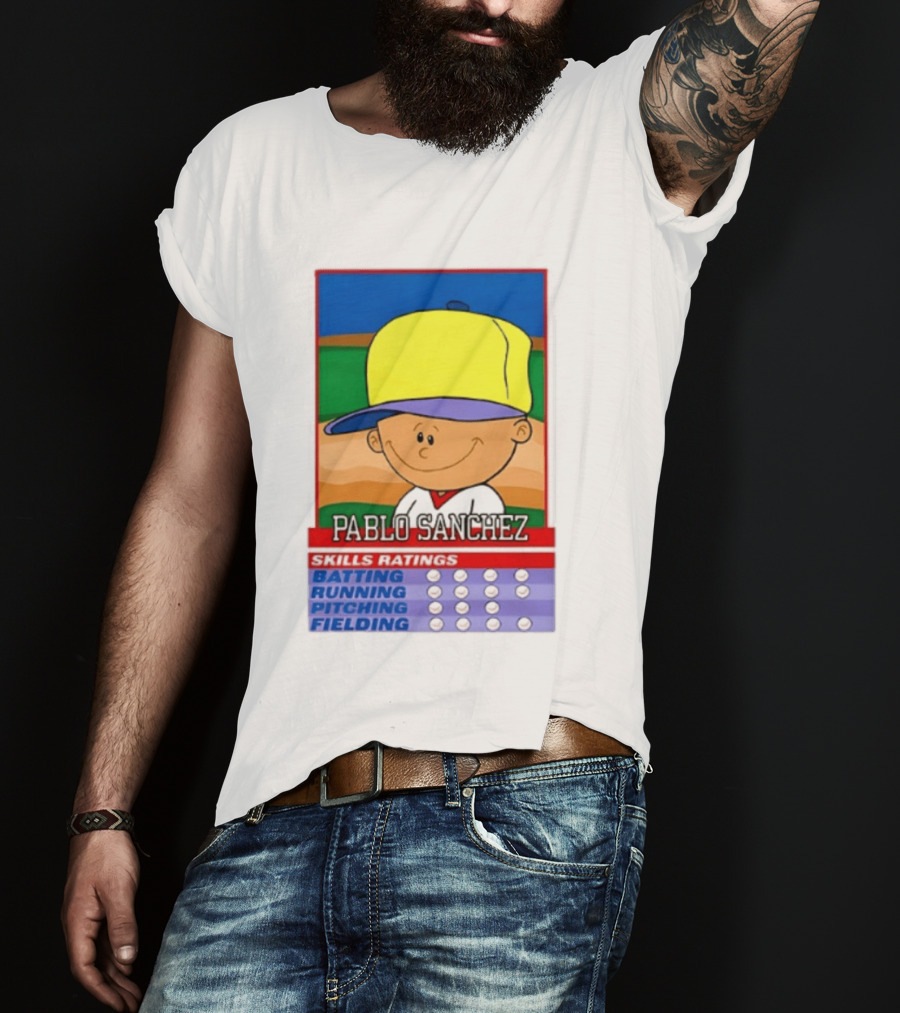 Trending Pablo Sanchez Skills Ratings Card Batting Running Pitching Fielding T-Shirt