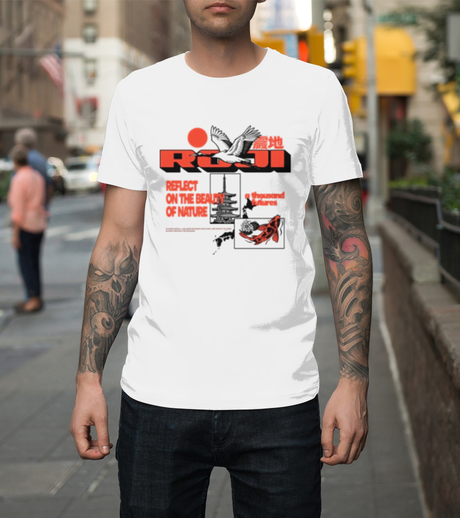 Unik Clothing Store Roji White Reflect On The Beauty Of Nature A Thousand Futures Koi Birds T-Shirt