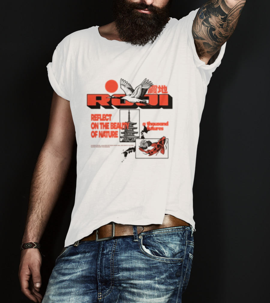 Unik Clothing Store Roji White Reflect On The Beauty Of Nature A Thousand Futures Koi Birds T-Shirt