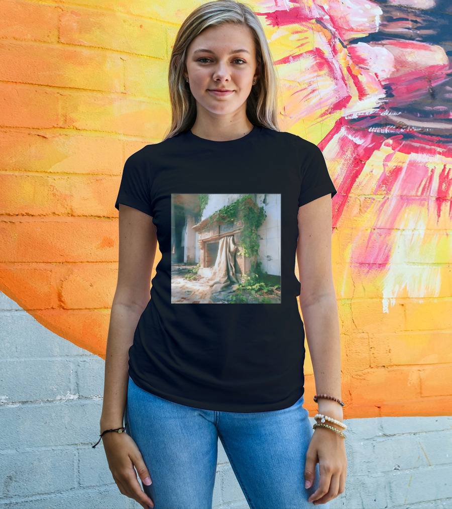 Abandoned Fireplace With Overgrown Ivy And Ruins Ambience T-Shirt
