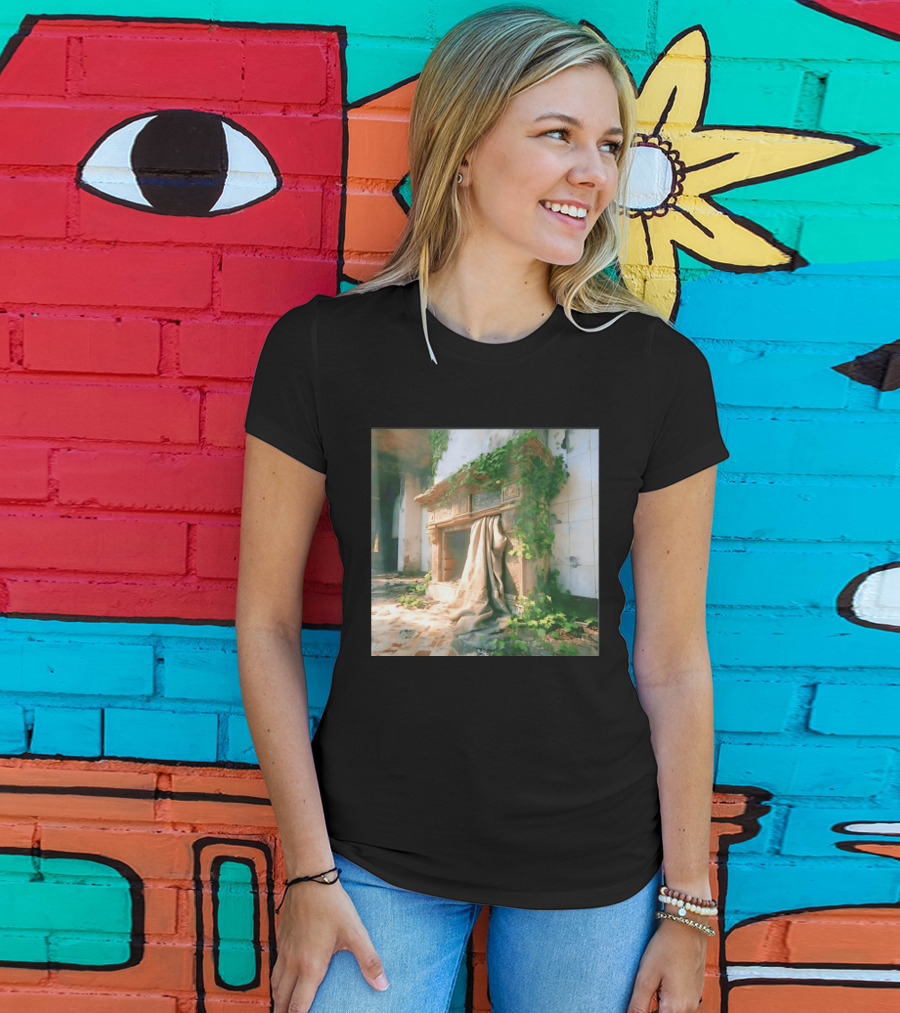 Abandoned Fireplace With Overgrown Ivy And Ruins Ambience T-Shirt