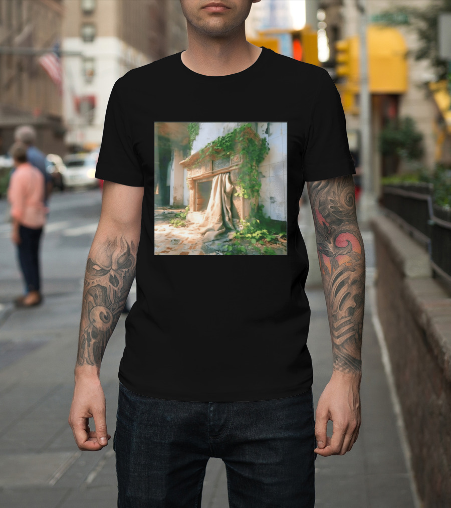 Abandoned Fireplace With Overgrown Ivy And Ruins Ambience T-Shirt