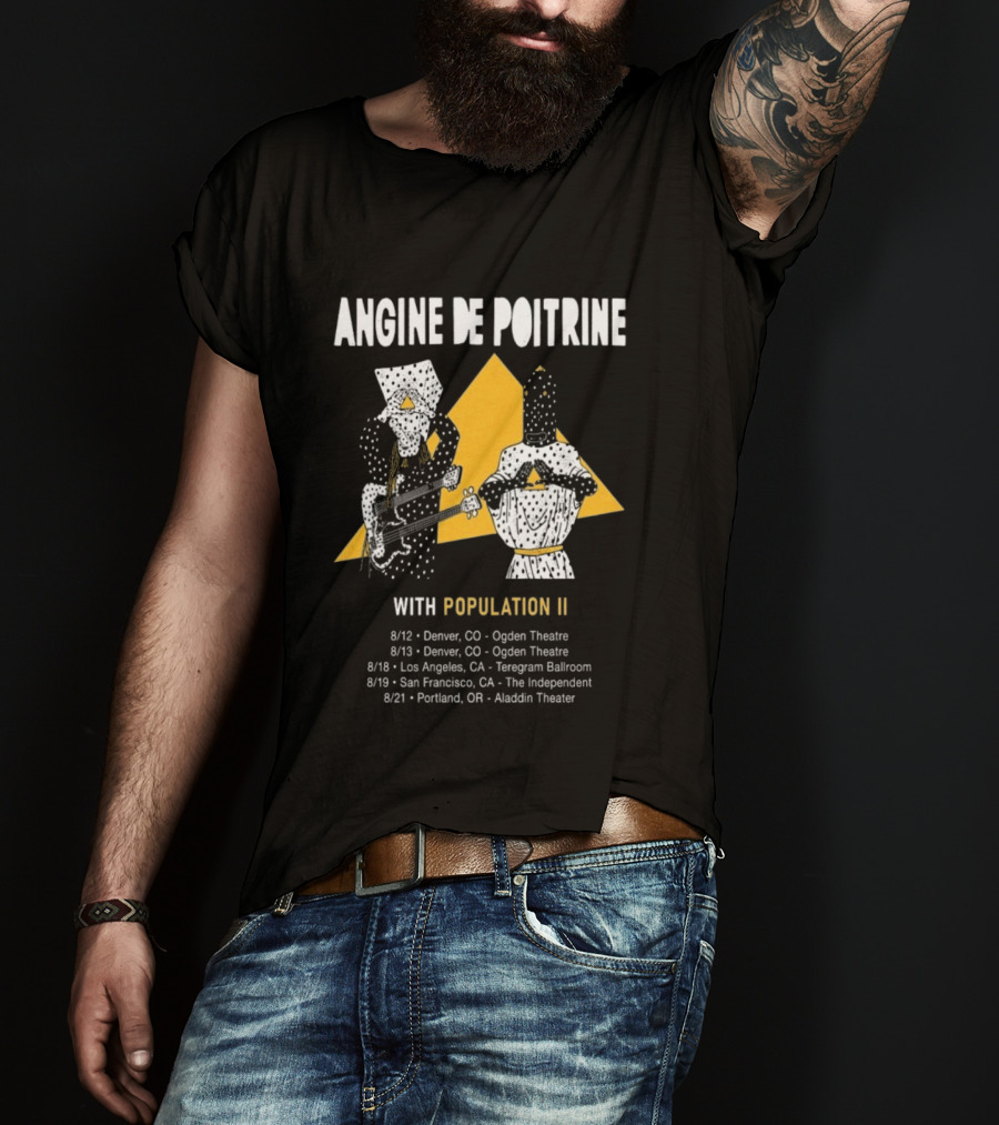 Angine De Poitrine With Population II Denver Ogden Theatre August 12 2026 Concert T-Shirt