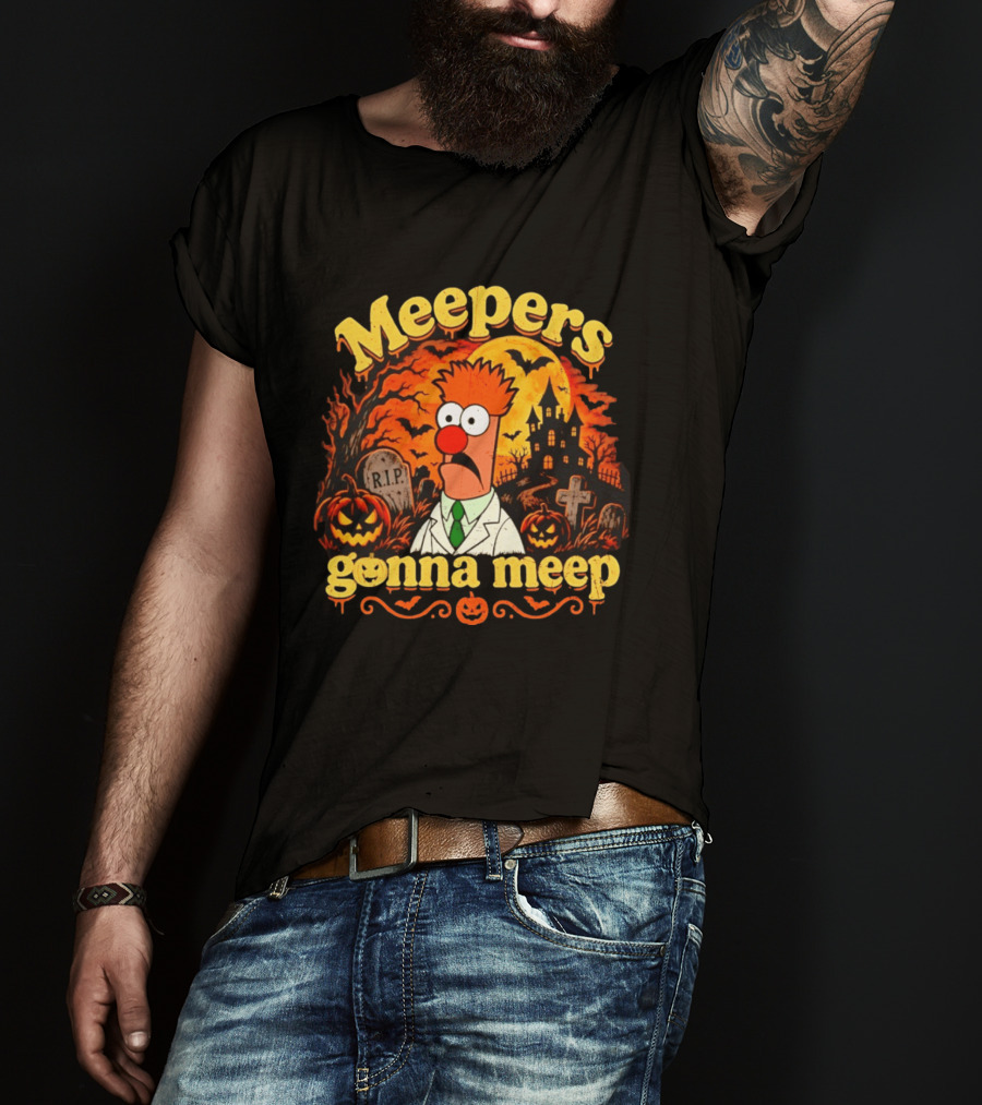 Meepers Gonna Meep Halloween The Muppets Beaker Spooky Scene T-Shirt