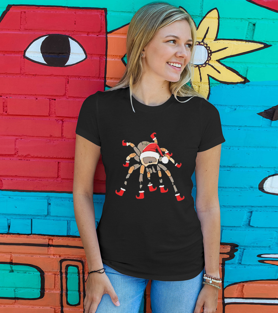 Classic Christmas Tarantula With Santa Hat And Festive Boots T-Shirt