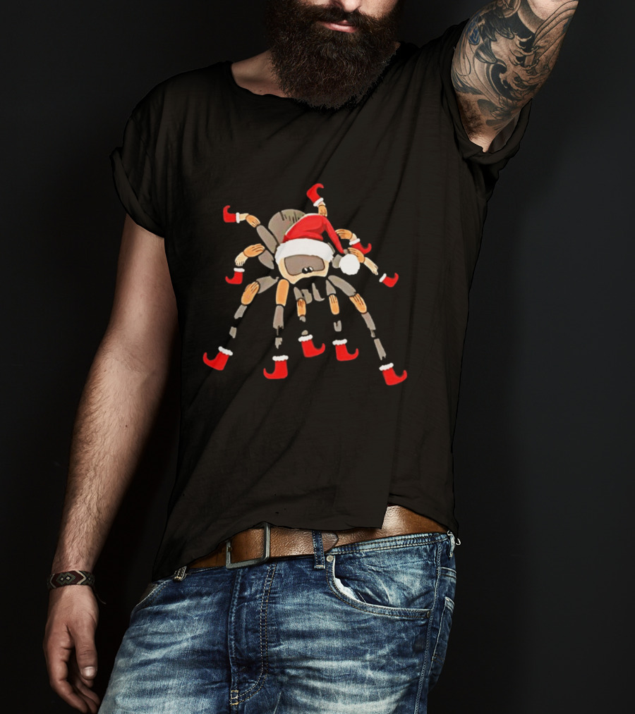 Classic Christmas Tarantula With Santa Hat And Festive Boots T-Shirt