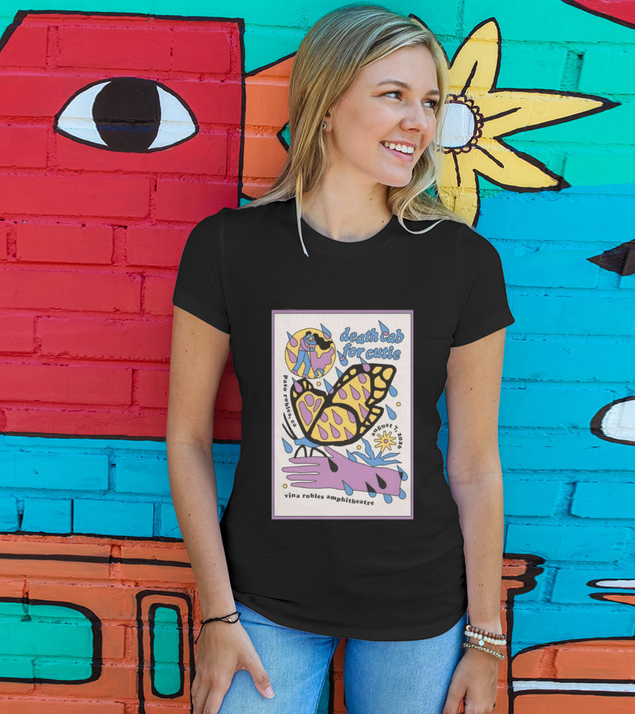 Death Cab For Cutie Paso Robles Vina Robles Amphitheatre August 7 2026 Butterfly T-Shirt