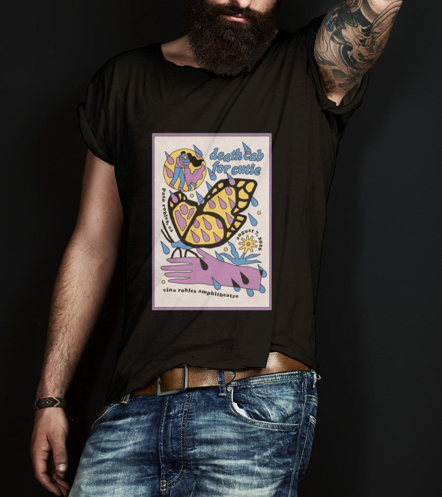 Death Cab For Cutie Paso Robles Vina Robles Amphitheatre August 7 2026 Butterfly T-Shirt