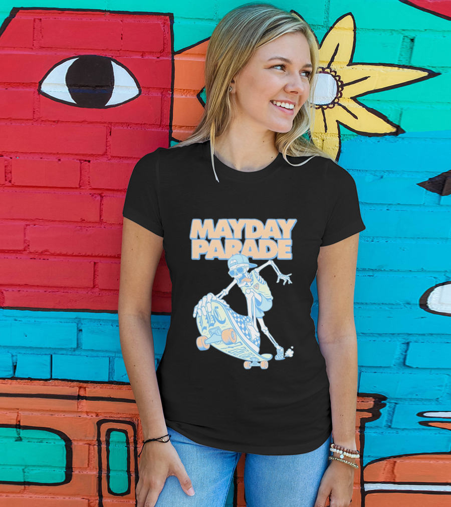 Mayday Parade Skeleton Skater With LBC 72626 Board T-Shirt
