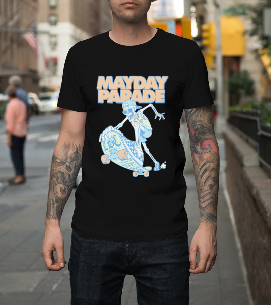 Mayday Parade Skeleton Skater With LBC 72626 Board T-Shirt