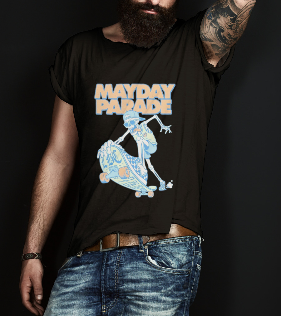 Mayday Parade Skeleton Skater With LBC 72626 Board T-Shirt