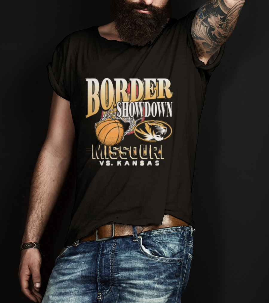Border Showdown Missouri Tigers Vs Kansas Basketball 2025 T-Shirt