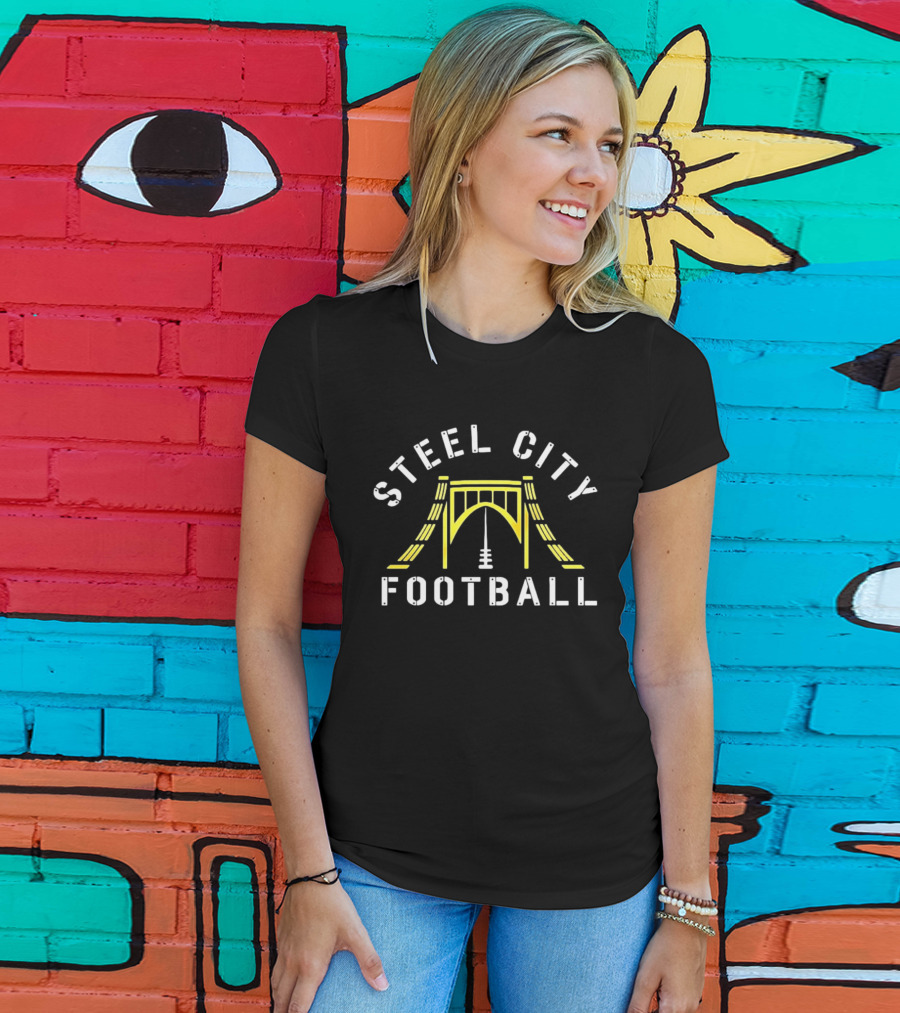 Pittsburgh Steelers Steel City Football Bridge Steel City Football T-Shirt