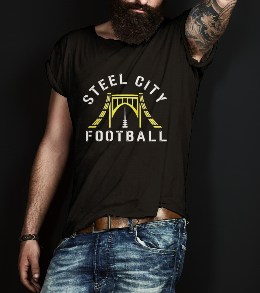 Pittsburgh Steelers Steel City Football Bridge Steel City Football T-Shirt