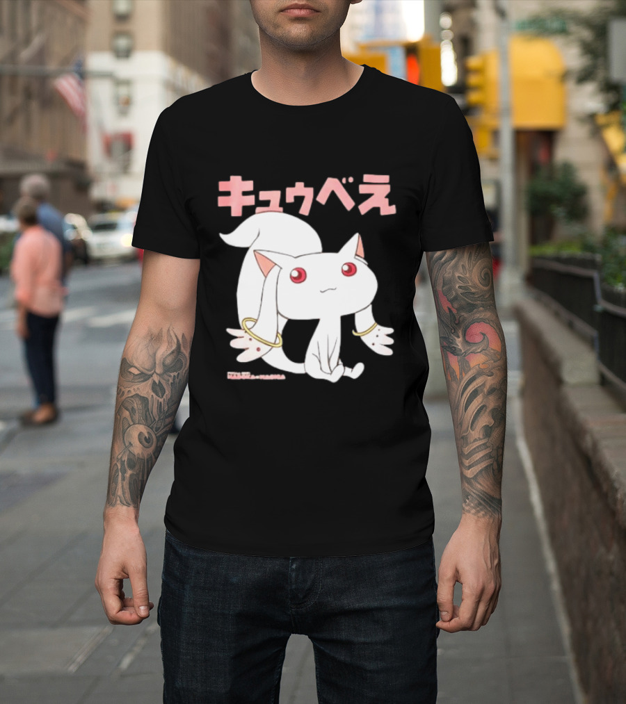 Puella Magi Madoka Magica Kyubey Anime Character Red Eyes T-Shirt