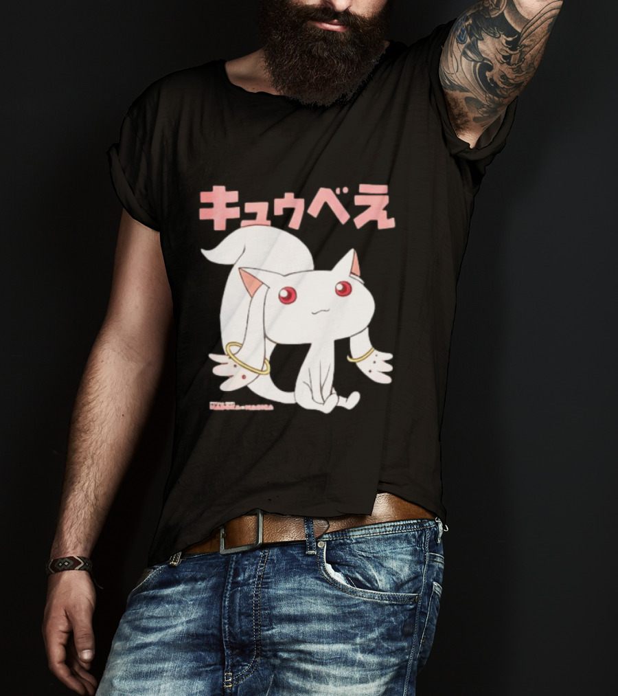 Puella Magi Madoka Magica Kyubey Anime Character Red Eyes T-Shirt