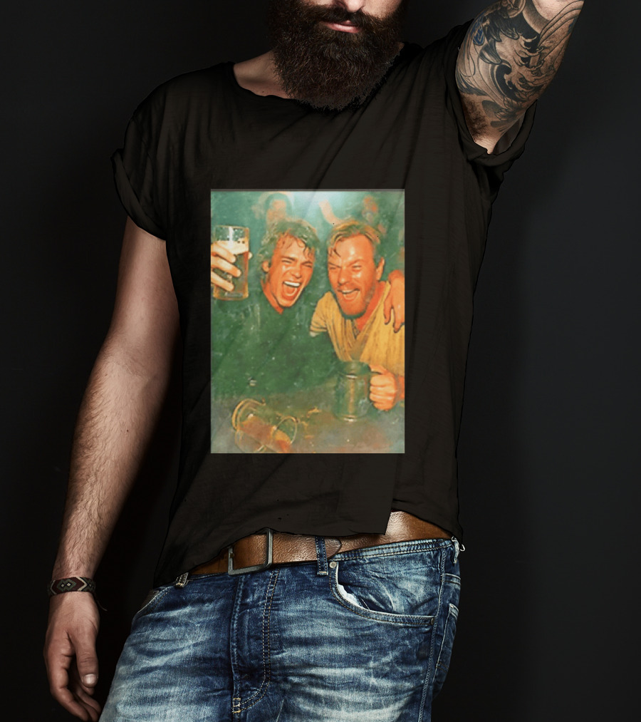 Original Anakin Skywalker And Obi Wan Kenobi Celebrate With Beer Cheers T-Shirt