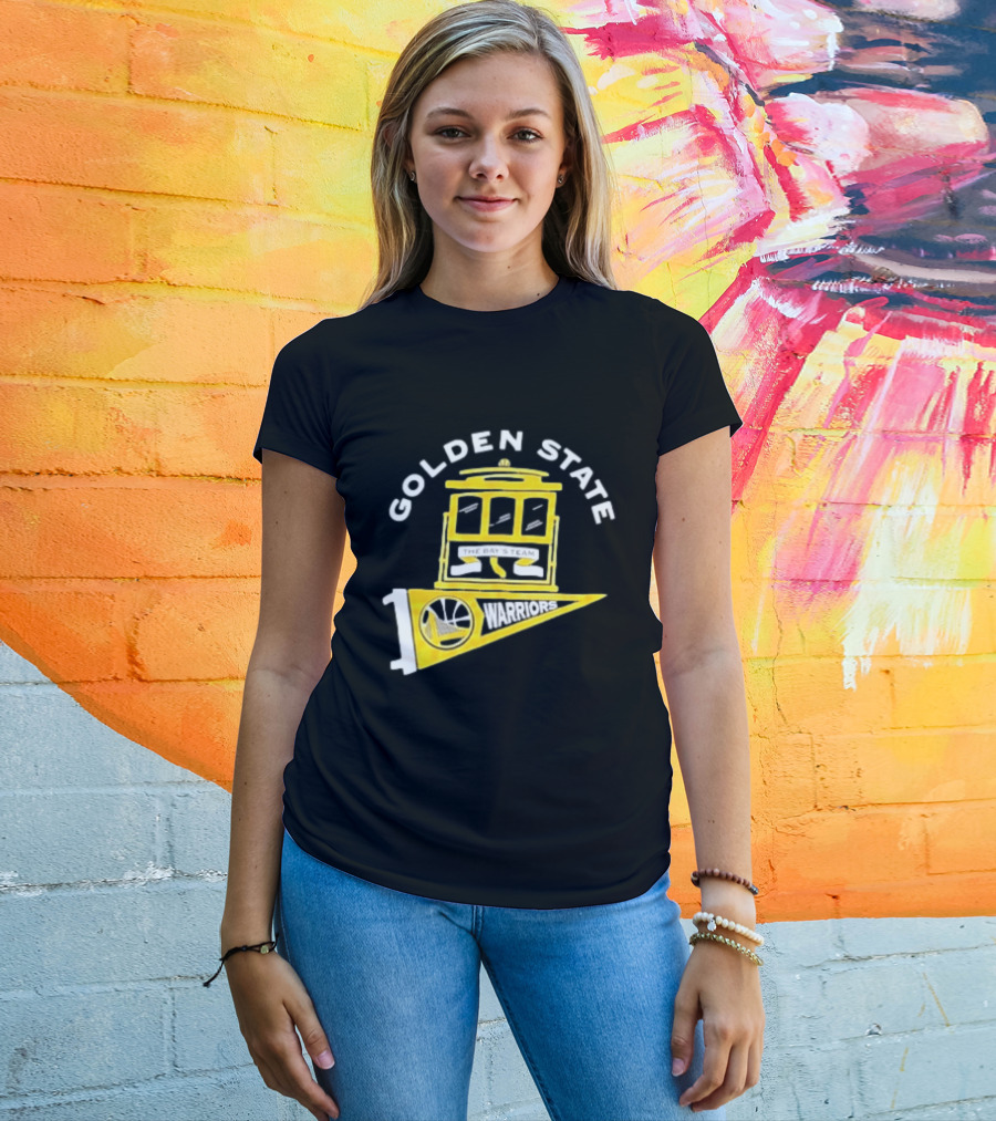 Golden State Warriors The Bays Team Warriors Banner And Cable Car T-Shirt