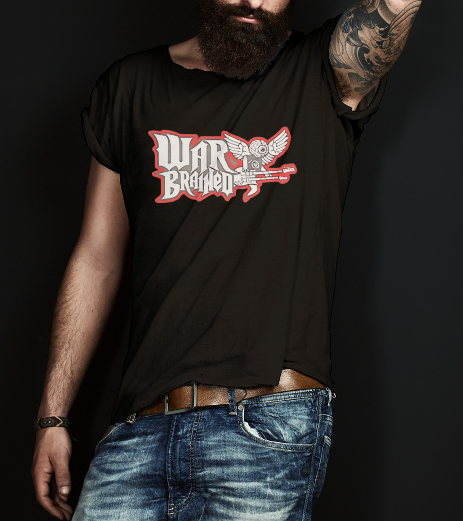 Quannic War Brained Alternative Rock Indie Music Winged Guitar Brain T-Shirt