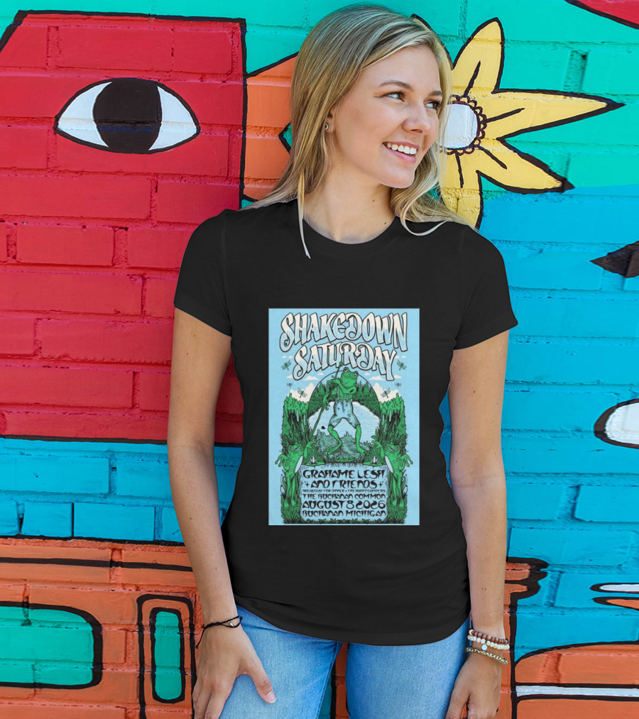 Grahame Lesh Shakedown Saturday August 8 2026 Buchanan Michigan Frog Art Trees Grahame Lesh And Friends Breakfast For Dinner Live Music Event T-Shirt