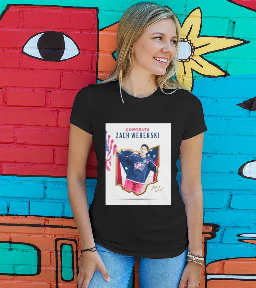 Congrats Zach Werenski USA Columbus Blue Jackets Hockey Celebration T-Shirt