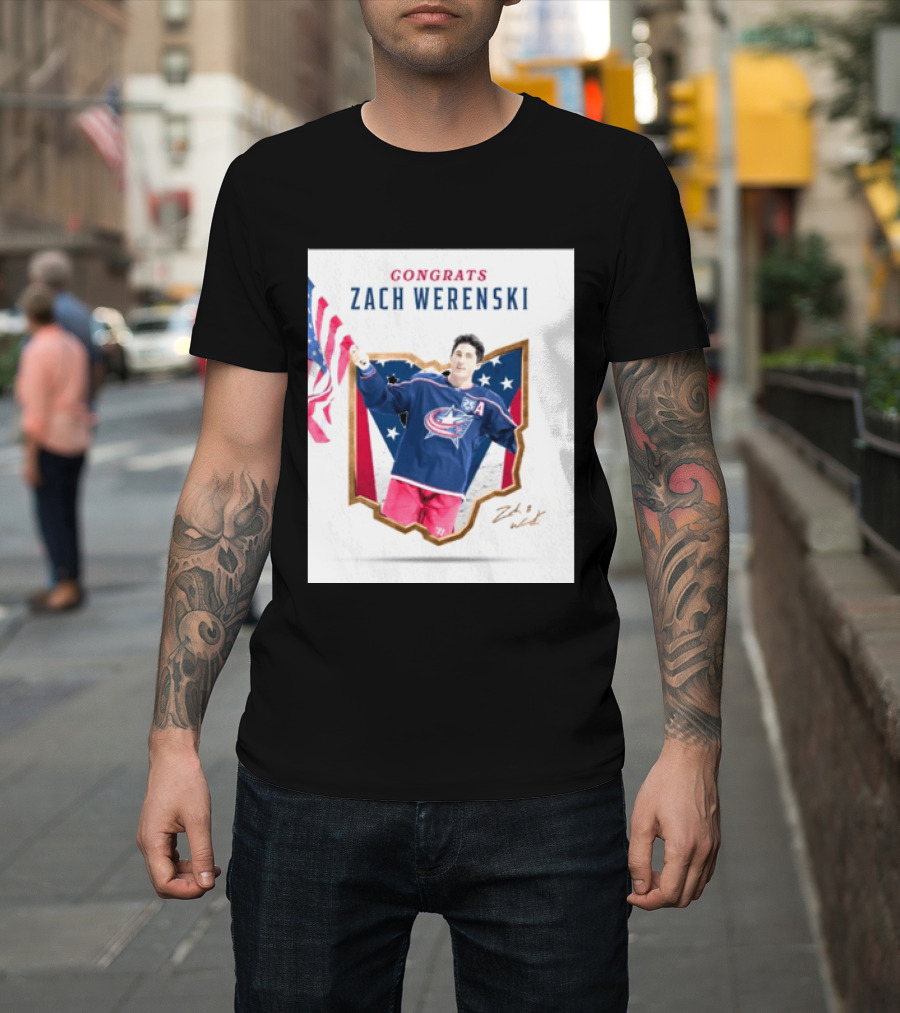 Congrats Zach Werenski USA Columbus Blue Jackets Hockey Celebration T-Shirt