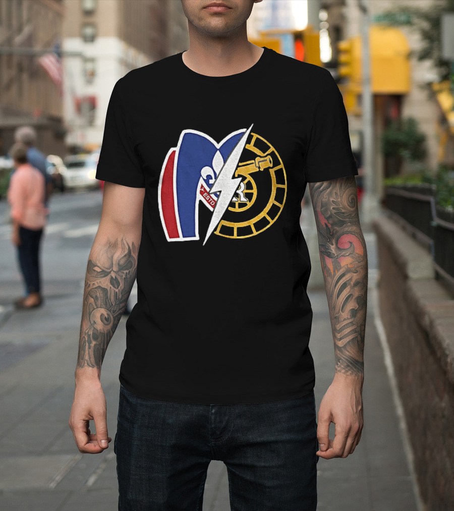 Boston Raiders Montreal Metros Hockey Rivalry Shane Ilya ESTD Fleur De Lis Puck T-Shirt