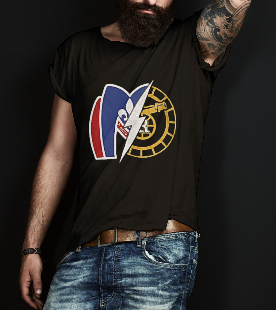 Boston Raiders Montreal Metros Hockey Rivalry Shane Ilya ESTD Fleur De Lis Puck T-Shirt
