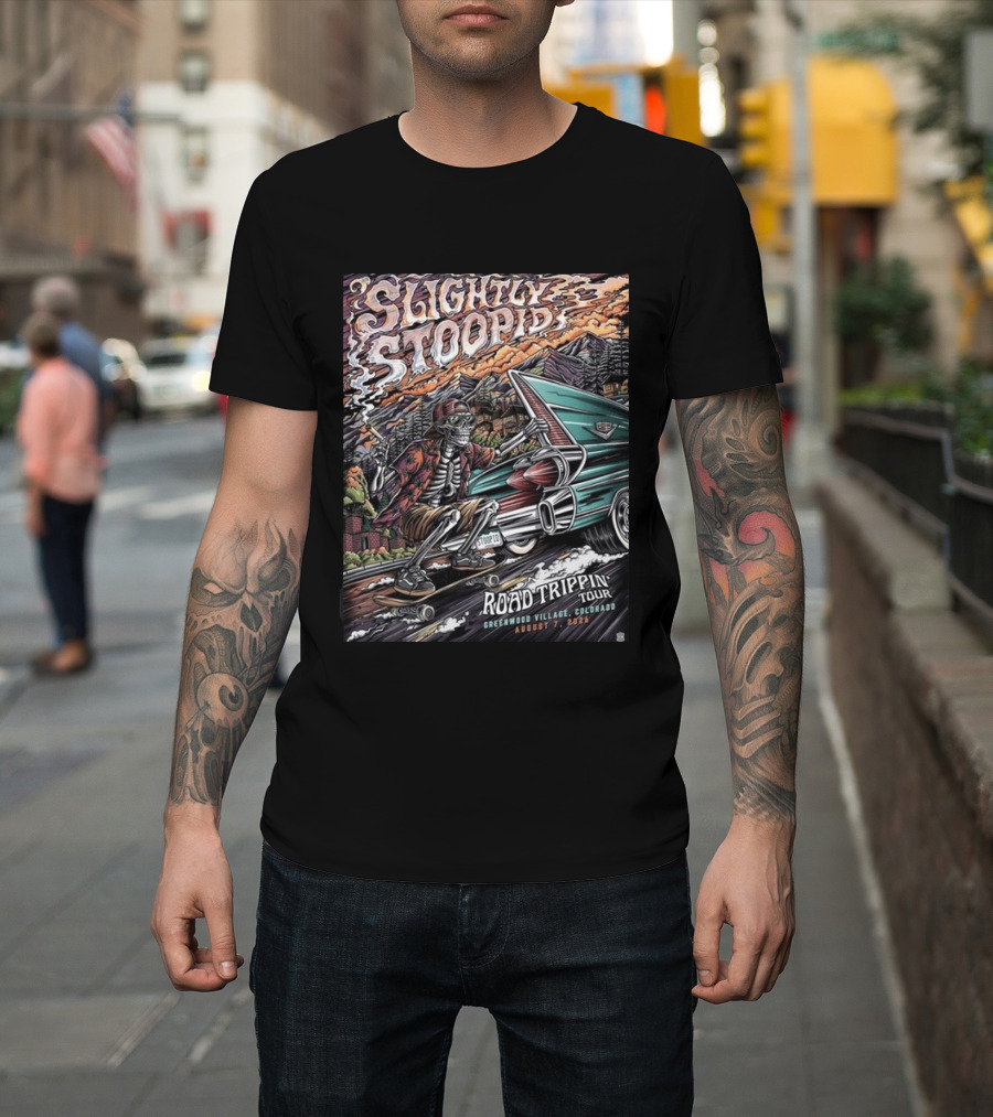 Slightly Stoopid Road Trippin Tour Greenwood Village Colorado August 7 2026 Fiddler's Green Amphitheatre T-Shirt